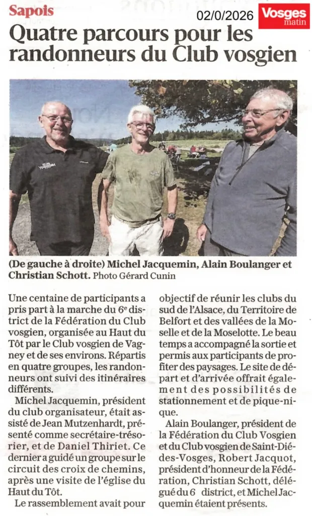 Quatre parcours pour les randonneurs du club vosgien 