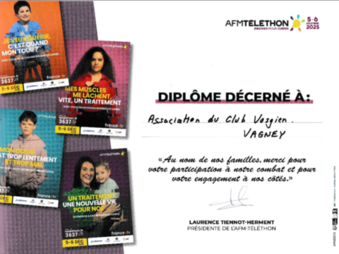 Diplôme décerné à : Club Vosgien de Vagney